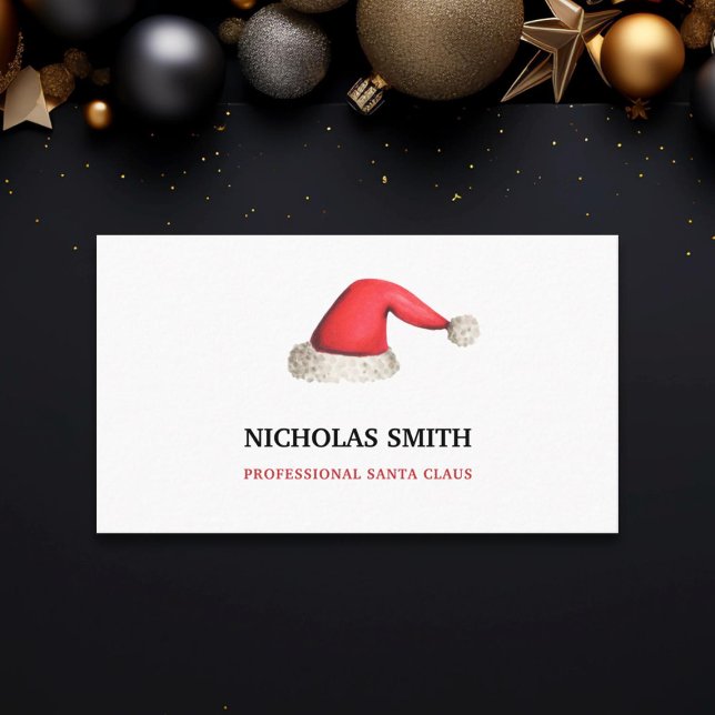 Minimalist Festive Santa Claus Hat  Business Card (Creator Uploaded)