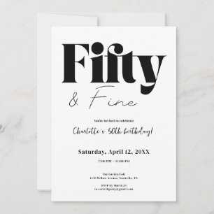 Minimalist Fifty & Fine 50th Birthday Invitation