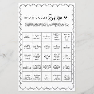 Minimalist find the guest bingo bridal shower game