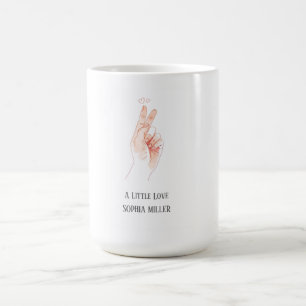 Minimalist Finger Heart Baby Shower Sticker Coffee Mug