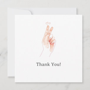 Minimalist Finger Heart Watercolor Baby Shower T Thank You Card