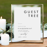 Minimalist Fingerprint Wedding Guest Tree Sign