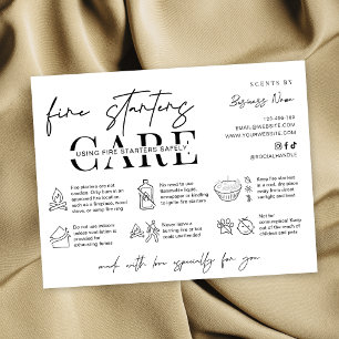 Minimalist Fire Starters Warning Instructions Card