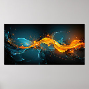 Minimalist Fire Water Energy Modern Art Poster