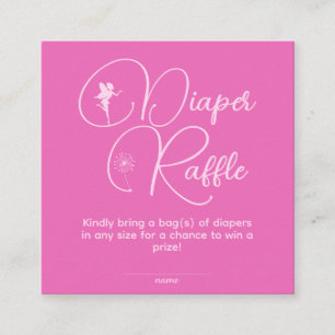 Minimalist First Birthday Girl Fairy Diaper Raffle Enclosure Card