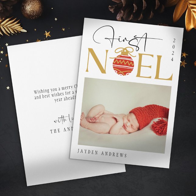 Minimalist First Christmas Baby Photo Holiday Card (Creator Uploaded)