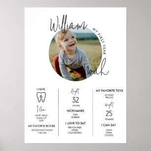 Minimalist First Year First Birthday Milestone  Poster
