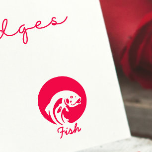 Minimalist Fish Wedding Guests Meal Choice  Rubber Stamp
