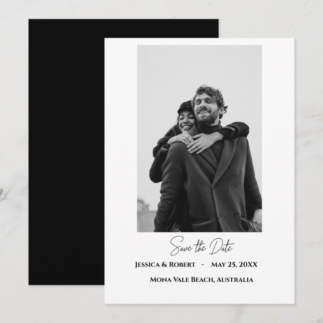Minimalist Flat Save The Date Card (Front/Back)