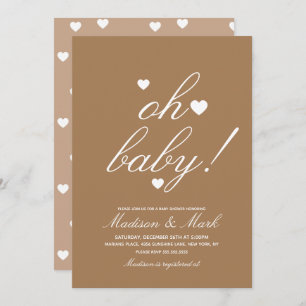 Minimalist Floating Hearts  Baby Shower Earthy  Invitation