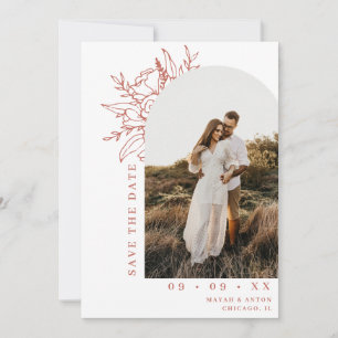 Minimalist Floral Arch Photo Terracotta Wedding Save The Date