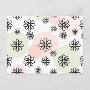 Minimalist Floral Background with Geometric Flower Postcard