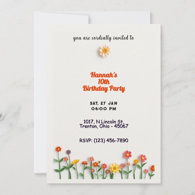 Minimalist Floral Birthday Card (Front)