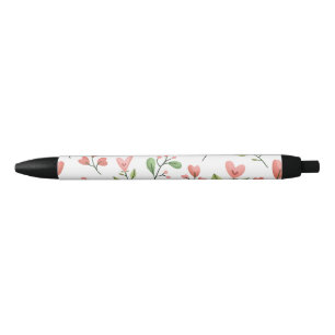 Minimalist floral black ink pen