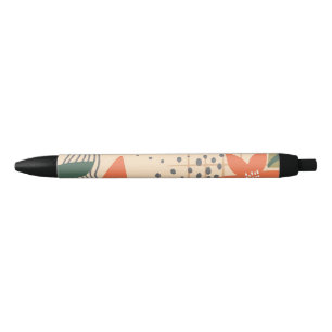 Minimalist floral black ink pen