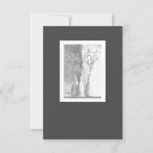 Minimalist Floral Black White Pencil Drawing