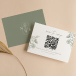 Minimalist Floral Boho Sage Green Wedding QR Code RSVP Card<br><div class="desc">Minimalist Floral Boho Sage Green Wedding QR Code RSVP Card. Monogram at the back.</div>