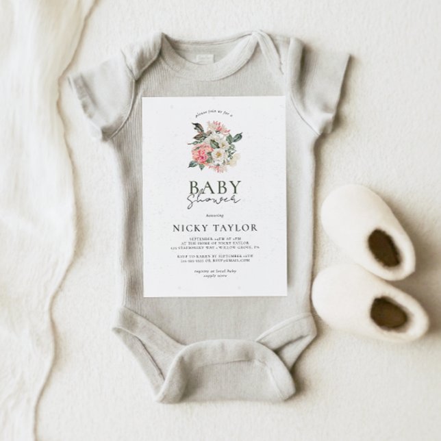 Minimalist Floral Bouquet Baby Shower Invitation (Creator Uploaded)