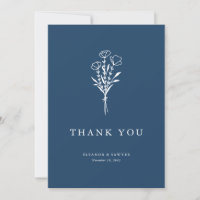 Minimalist Floral Bouquet Navy Blue Wedding