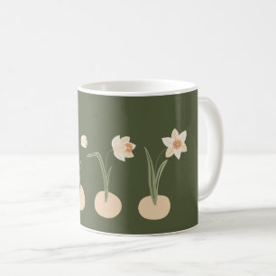 Minimalist Floral Charm Green Natural Custom Coffee Mug