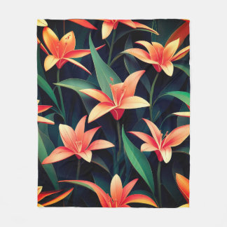 Minimalist Floral Charm Seamless Pattern Fleece Blanket