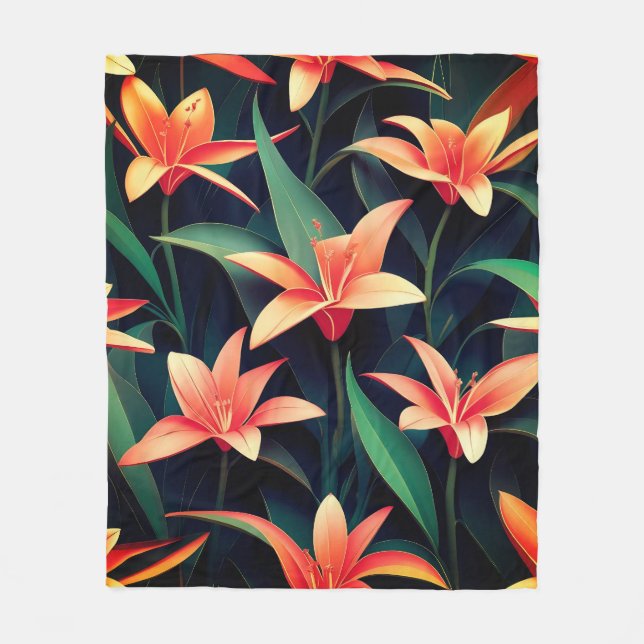 Minimalist Floral Charm Seamless Pattern Fleece Blanket (Front)