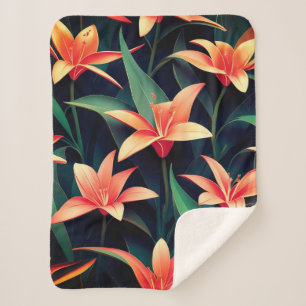 Minimalist Floral Charm Seamless Pattern Sherpa Blanket