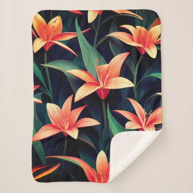 Minimalist Floral Charm Seamless Pattern Sherpa Blanket (Front)