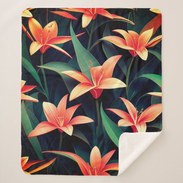Minimalist Floral Charm Seamless Pattern Sherpa Blanket (Front)