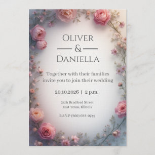 Minimalist Floral Christian Wedding Invitation