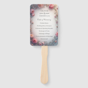 Minimalist Floral Christian Wedding Program Hand Fan