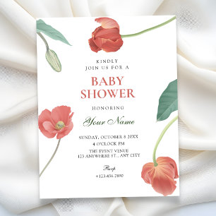 Minimalist floral elegant baby shower invitation