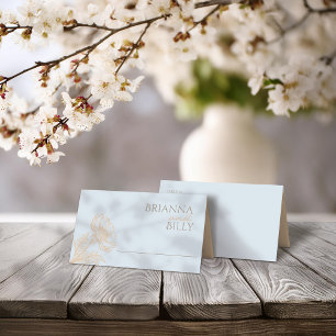 Minimalist Floral Folded Wedding Place Card