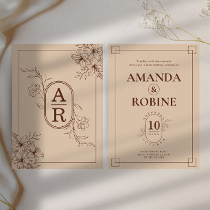 Minimalist Floral Frame Wedding Invitation