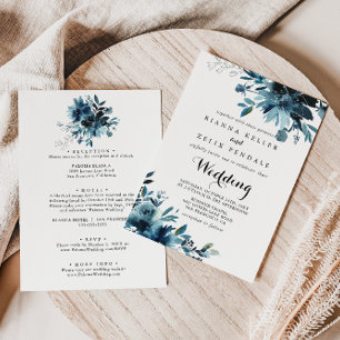 Minimalist Floral Front & Back Wedding Invitation
