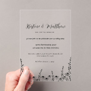 Minimalist Floral Garden Wedding Invitation