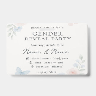 Minimalist Floral Gender Reveal Invitation ID Badge