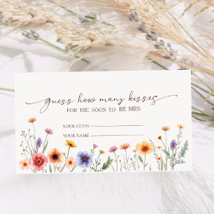 Minimalist Floral Guess How Many Kisses Bridal  Enclosure Card