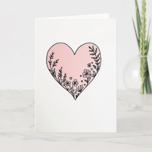 Minimalist Floral Heart Matte Card