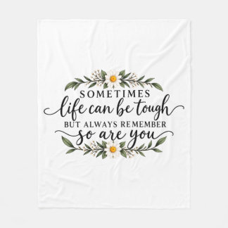 Minimalist Floral Inspirational Quote Design Fleece Blanket