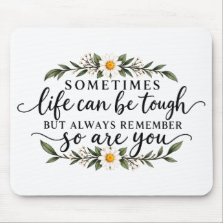 Minimalist Floral Inspirational Quote Design Mouse Mat