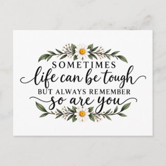 Minimalist Floral Inspirational Quote Design Postcard