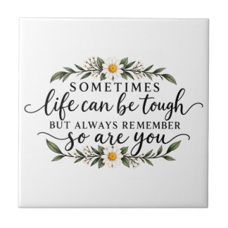 Minimalist Floral Inspirational Quote Design Tile