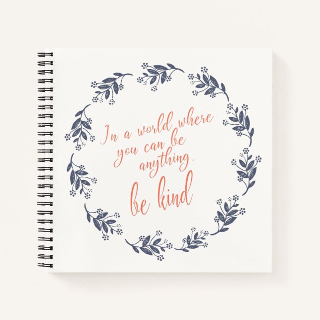 Minimalist Floral Inspirational Quote Uplifting  Notebook (Front)