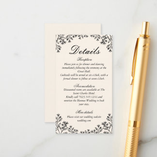 Minimalist Floral Ivory Wedding Enclosure Card