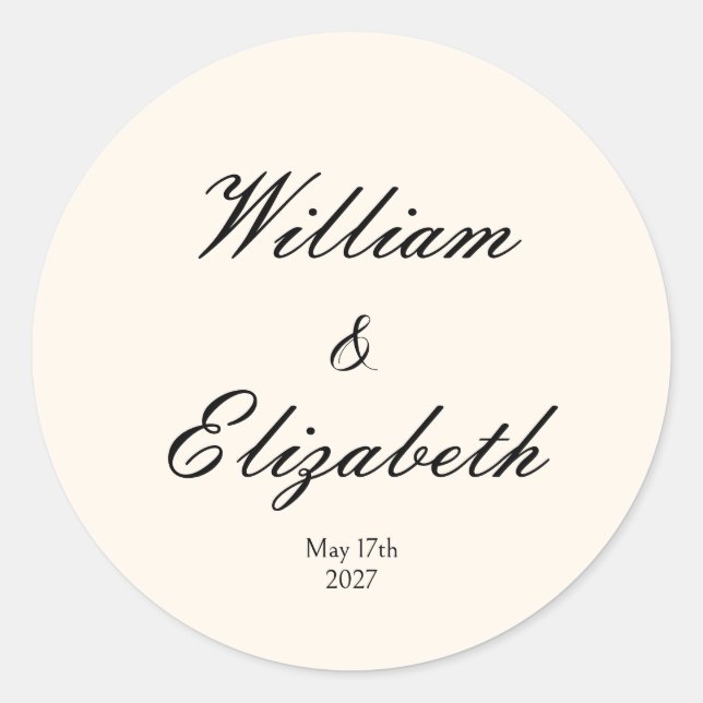 Minimalist Floral Ivory Wedding Sticker (Front)