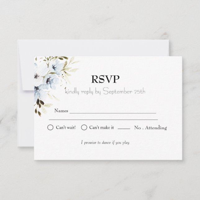 minimalist  Floral Kids Birthday Party RSVP  Card (Front)