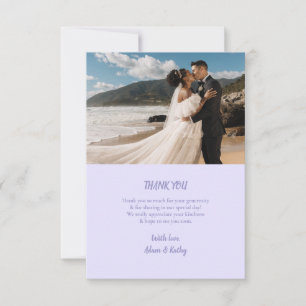 Minimalist Floral Lavender Wedding Thank You Card