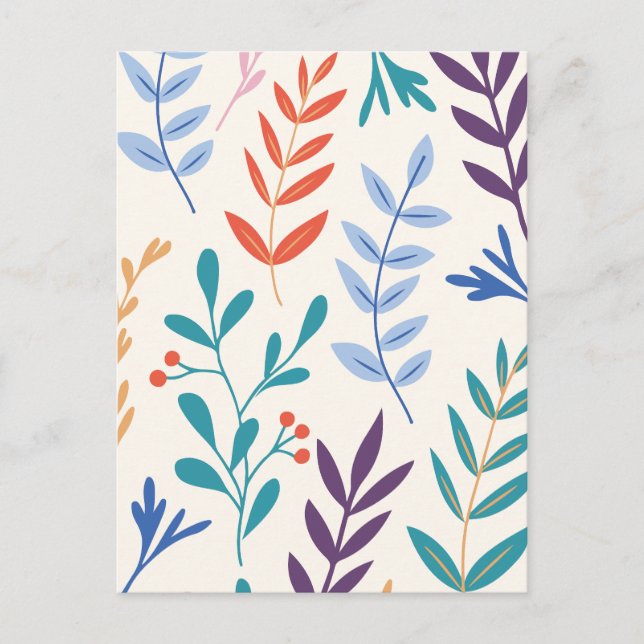 Minimalist floral leaf holiday postcard (Front)