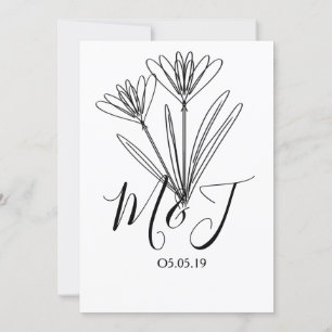 Minimalist Floral Line Art Botany Wedding Invitation
